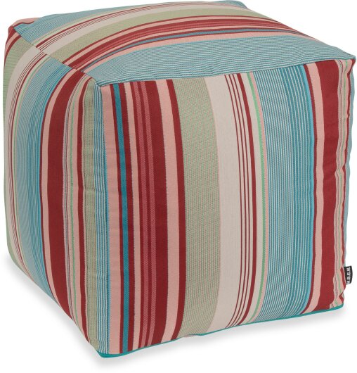 H.O.C.K. Milane Bean Cube Pouf 40x40x40cm Streifen col. 7 rot / hellblau / rosa / lindgrün