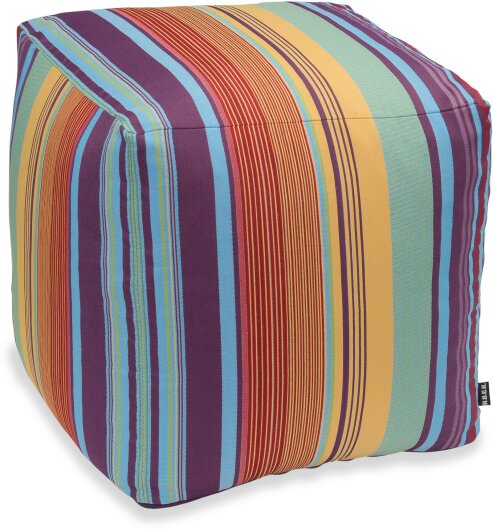 H.O.C.K. Milane Bean Cube Pouf 40x40x40cm Streifen col. 3 lila / gelb / hellblau