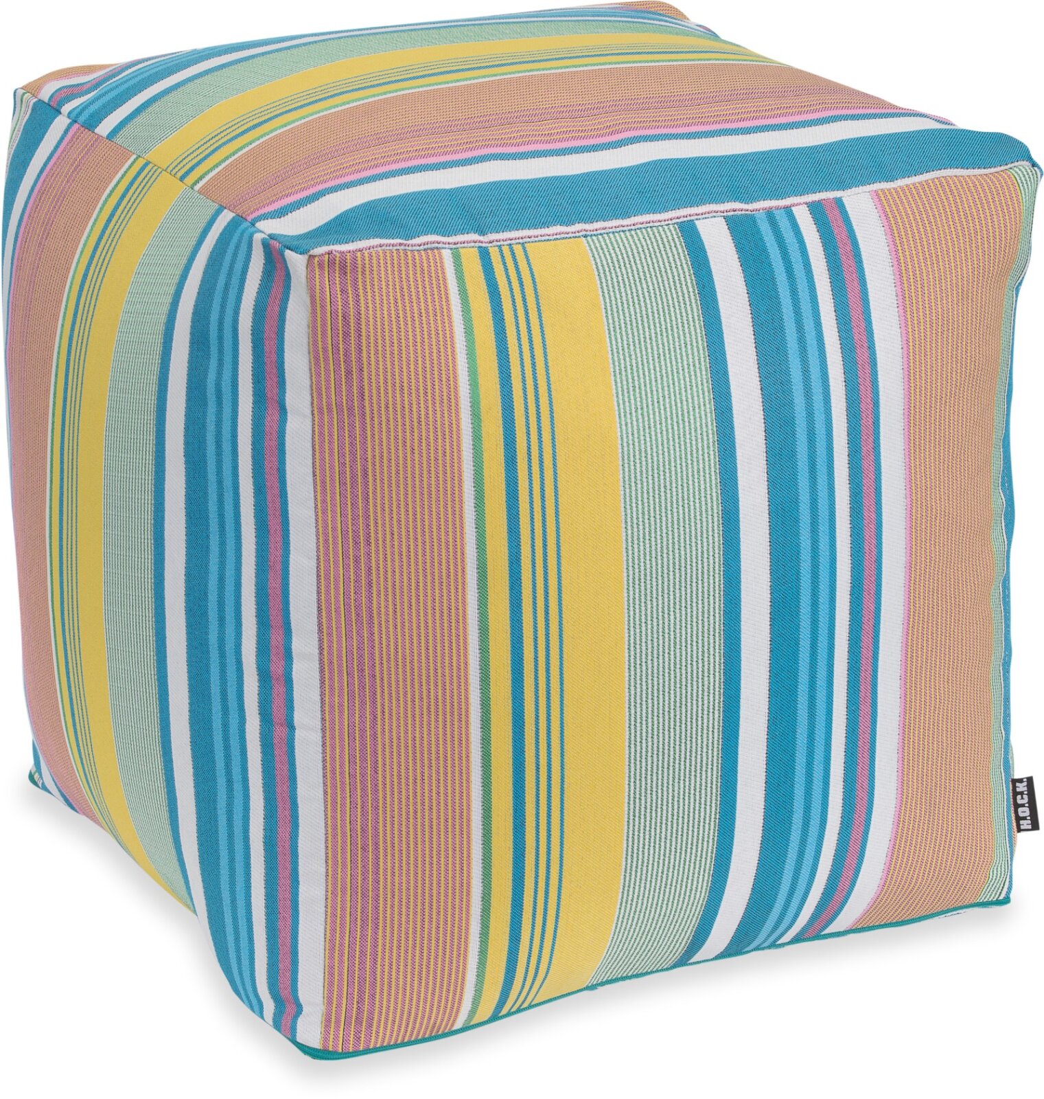 H.O.C.K. Milane Bean Cube Pouf 40x40x40cm Streifen col. 0 blau/ rosa / gelb / weiß