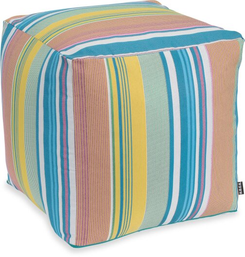 H.O.C.K. Milane Bean Cube Pouf 40x40x40cm Streifen col. 0 blau/ rosa / gelb / weiß
