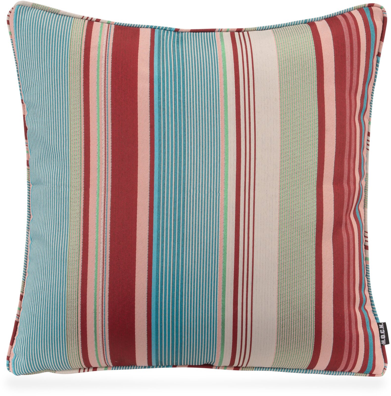 H.O.C.K. Milane Kissen mit Keder 50x50cm Streifen col. 7 rot / hellblau / rosa / lindgrün