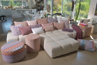 H.O.C.K. Bobo Kissen mit Biese 50x50cm kleingemustert col. 8 rosa