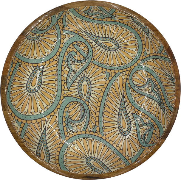 byRoom Schale Bowl aus Mangoholz KLEIN 18cm orange Paisley Muster