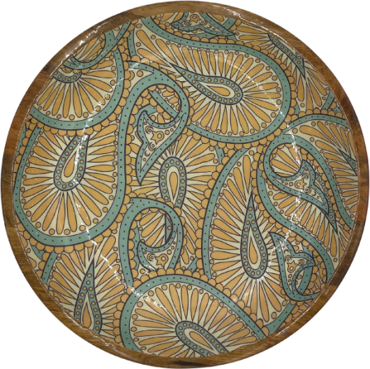 byRoom Schale Bowl aus Mangoholz KLEIN 18cm orange Paisley Muster