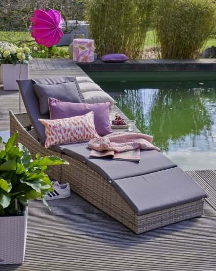 H.O.C.K. Classic Uni Outdoor Kissen 50x50cm PIPE brombeer mit Keder salmon