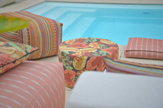 H.O.C.K. Tropical Outdoor Hocker rund Pouf ø60x40cm col. 228 rost braun sunny