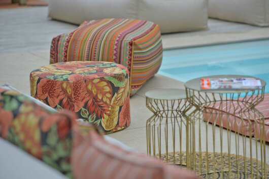 H.O.C.K. Tropical Outdoor Hocker rund Pouf ø60x40cm col. 228 rost braun sunny