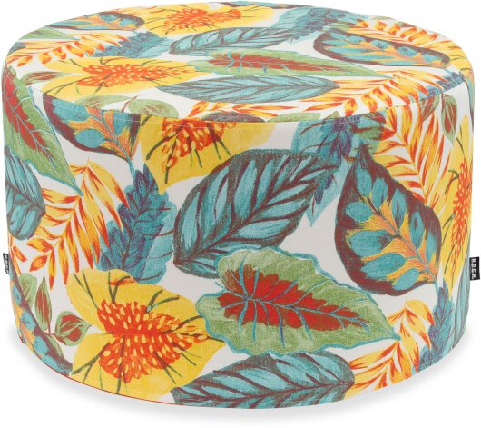 H.O.C.K. Tropical Outdoor Hocker rund Pouf ø60x35cm col. 230 yellow aqua multi sunny
