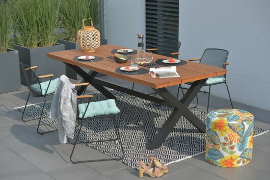H.O.C.K. Tropical Outdoor Hocker rund Pouf ø60x35cm col. 230 yellow aqua multi sunny