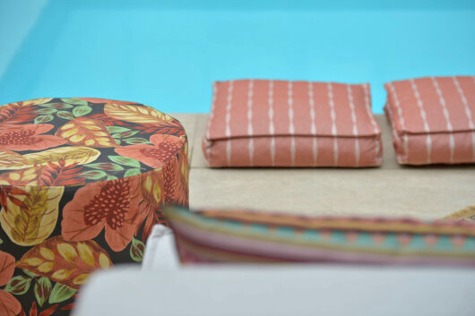 H.O.C.K. Tropical Outdoor Hocker rund Pouf ø45x45cm col. 228 rost braun sunny