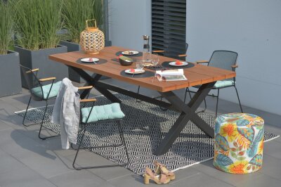 H.O.C.K. Tropical Outdoor Hocker rund Pouf ø45x45cm col. 230 yellow aqua multi sunny