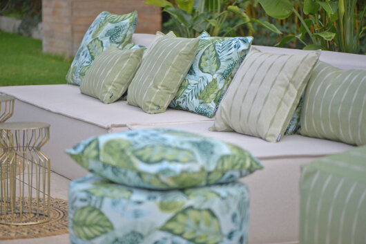 H.O.C.K. Tropical Outdoor Kissen 60x40cm col. 229 lindgrün aqua mit Keder lindgrün sunny