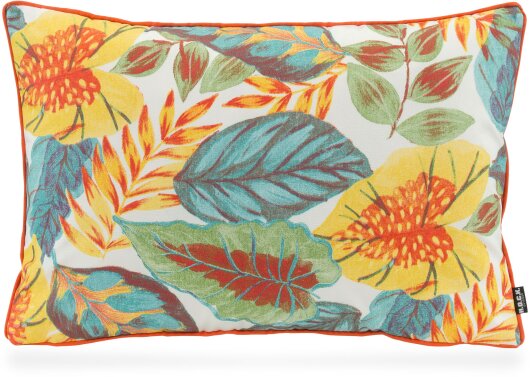 H.O.C.K. Tropical Outdoor Kissen 60x40cm col. 230 yellow aqua multi mit Keder orange sunny