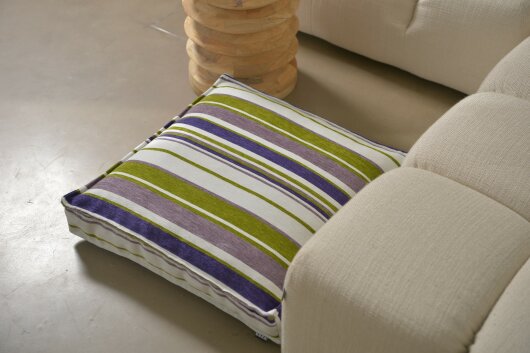 H.O.C.K. Bobetta Bodenkissen mit Biese 60x60x10cm Streifen col. 07 green / lila