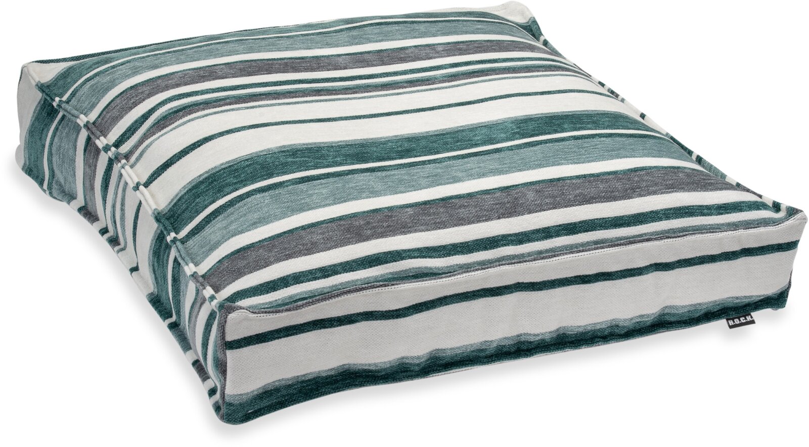 H.O.C.K. Bobetta Bodenkissen mit Biese 60x60x10cm Streifen col. 06 aqua / weiß