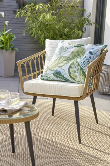 H.O.C.K. Tropical Outdoor Kissen 50x50cm col. 229 lindgrün aqua mit Keder lindgrün sunny