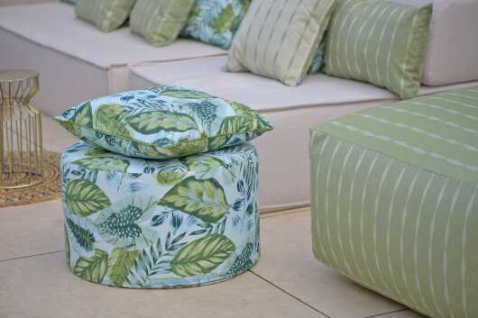H.O.C.K. Tropical Outdoor Kissen 50x50cm col. 229 lindgrün aqua mit Keder lindgrün sunny