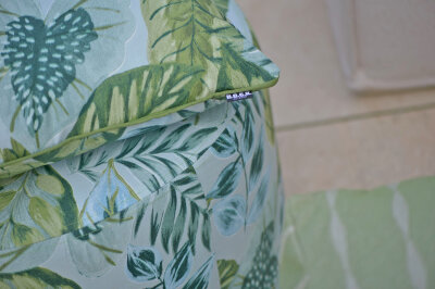 H.O.C.K. Tropical Outdoor Kissen 50x50cm col. 229 lindgrün aqua mit Keder lindgrün sunny