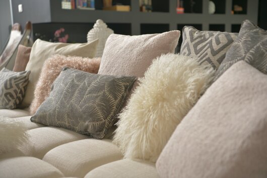 H.O.C.K. Fino Plush Kissen 45x45cm beige-taupe Plüsch