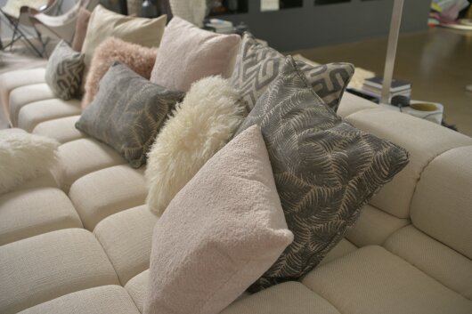 H.O.C.K. Fino Plush Kissen 60x60cm beige-taupe Plüsch