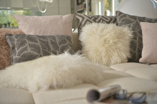 H.O.C.K. Fino Plush Kissen Teddystoff Bouclé 60x60cm beige-taupe Plüsch