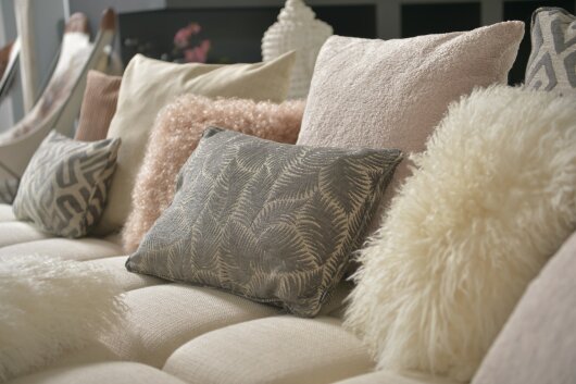 H.O.C.K. Fino Plush Kissen Teddystoff Bouclé 60x60cm beige-taupe Plüsch