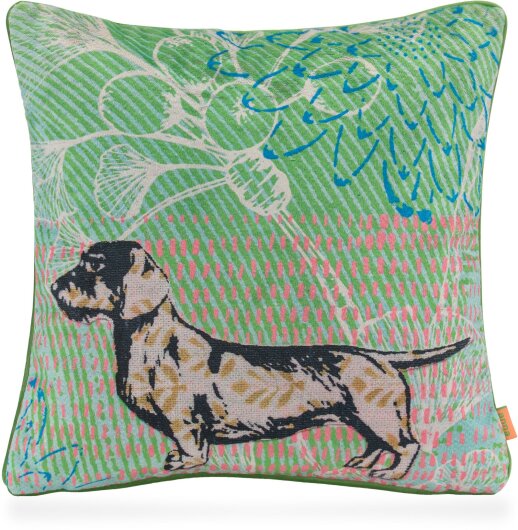 H.O.C.K. Lieblingstiere Wendekissen grün mit Keder lime-green 45x45cm DACKEL Rocco by Anna Flores