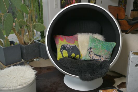 H.O.C.K. Lieblingstiere Wendekissen gelb mit Keder grau 45x45cm ELEFANT Fanti by Anna Flores