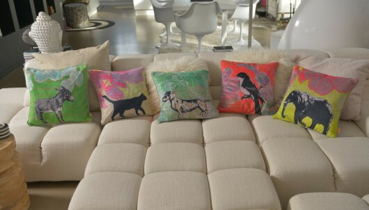 H.O.C.K. Lieblingstiere Wendekissen gelb mit Keder grau 45x45cm ELEFANT Fanti by Anna Flores