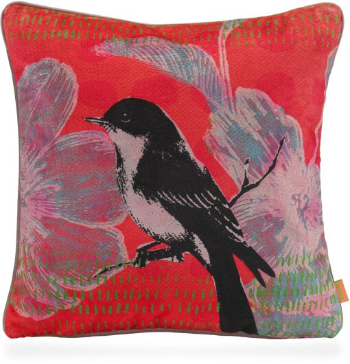 H.O.C.K. Lieblingstiere Wendekissen pink mit Keder light-rosy 45x45cm VOGEL Amber by Anna Flores