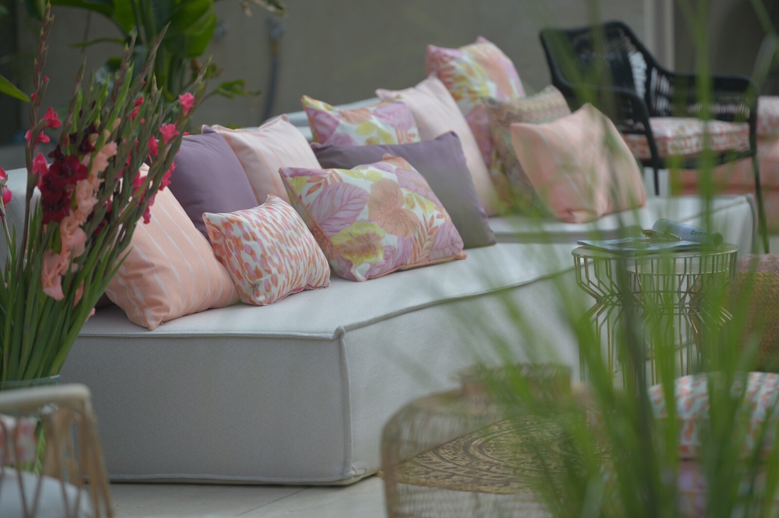 H.O.C.K. Tropical Outdoor Kissen 60x60cm col. 226 coral lachs mit Keder salmon sunny