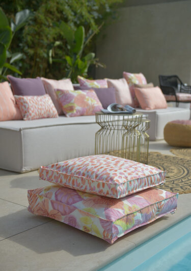 H.O.C.K. Tropical Outdoor Bodenkissen BODO 60x60x10cm col. 226 coral lachs sunny