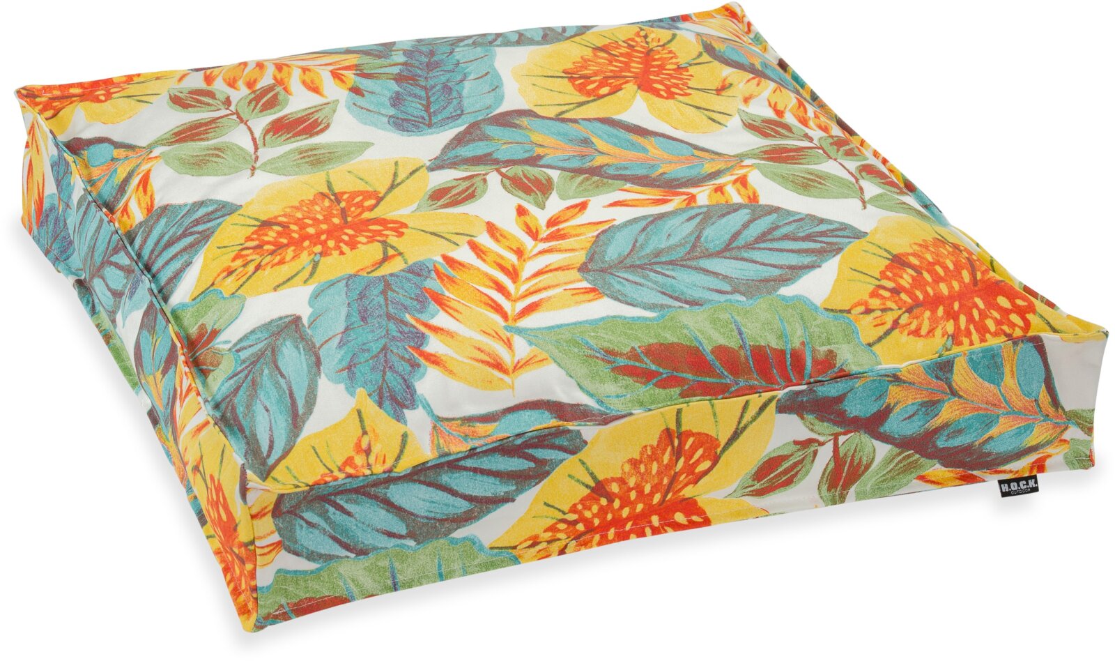 H.O.C.K. Tropical Outdoor Bodenkissen BODO 60x60x10cm col. 230 yellow aqua multi sunny