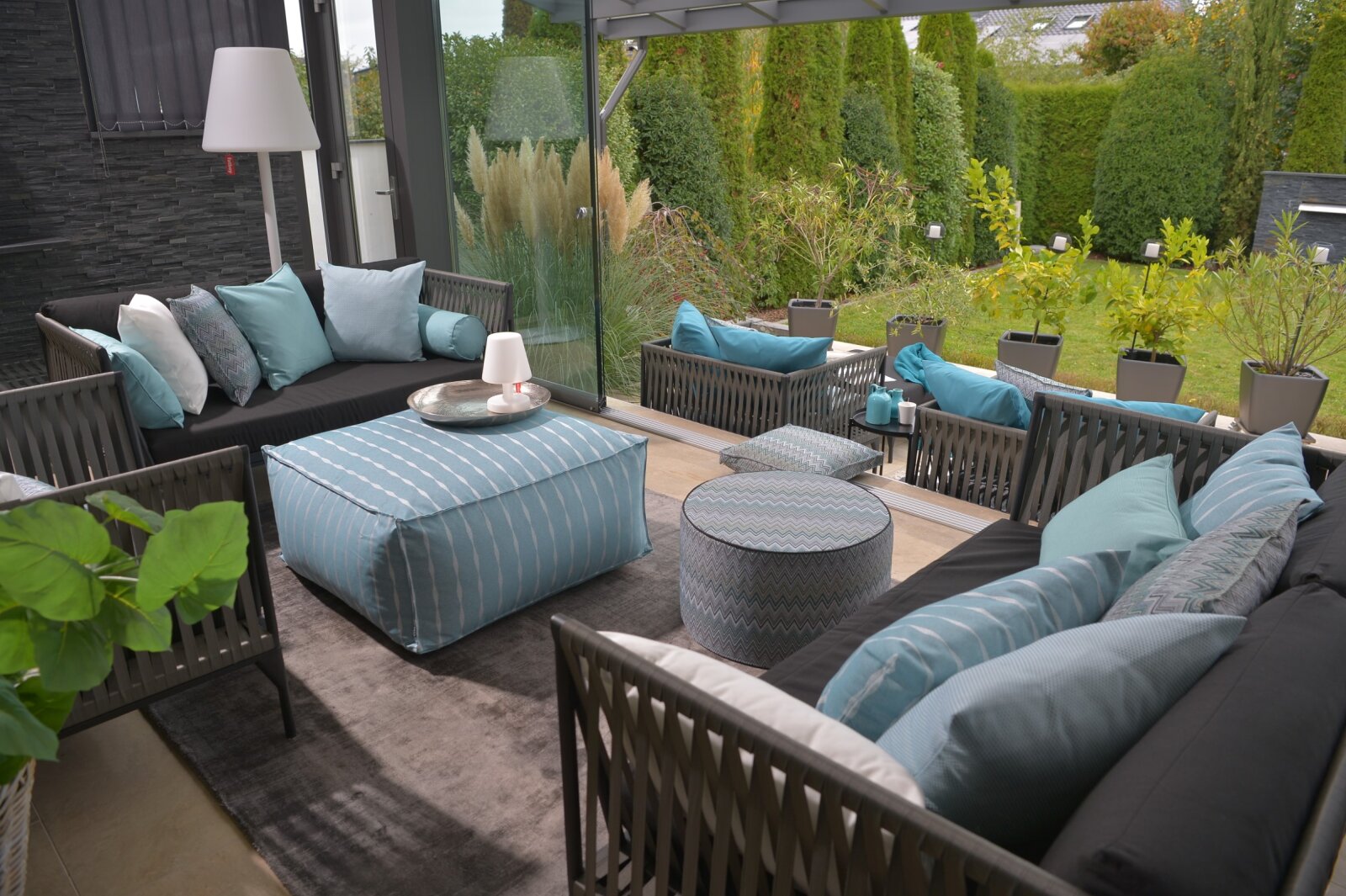 H.O.C.K. Loana Outdoor Matratzenkissen 50x50x10cm col. 100 aqua türkis petrol sunny