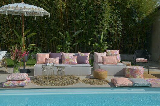 H.O.C.K. Loana Outdoor Matratzenkissen 50x50x10cm col. 97 hellgrau stone grau sunny