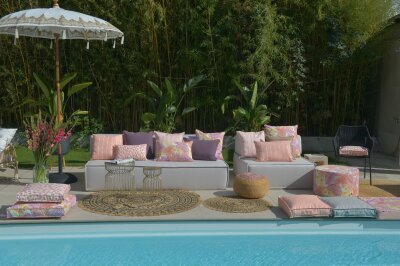 H.O.C.K. Loana Outdoor Matratzenkissen 50x50x10cm col. 97 hellgrau stone grau sunny