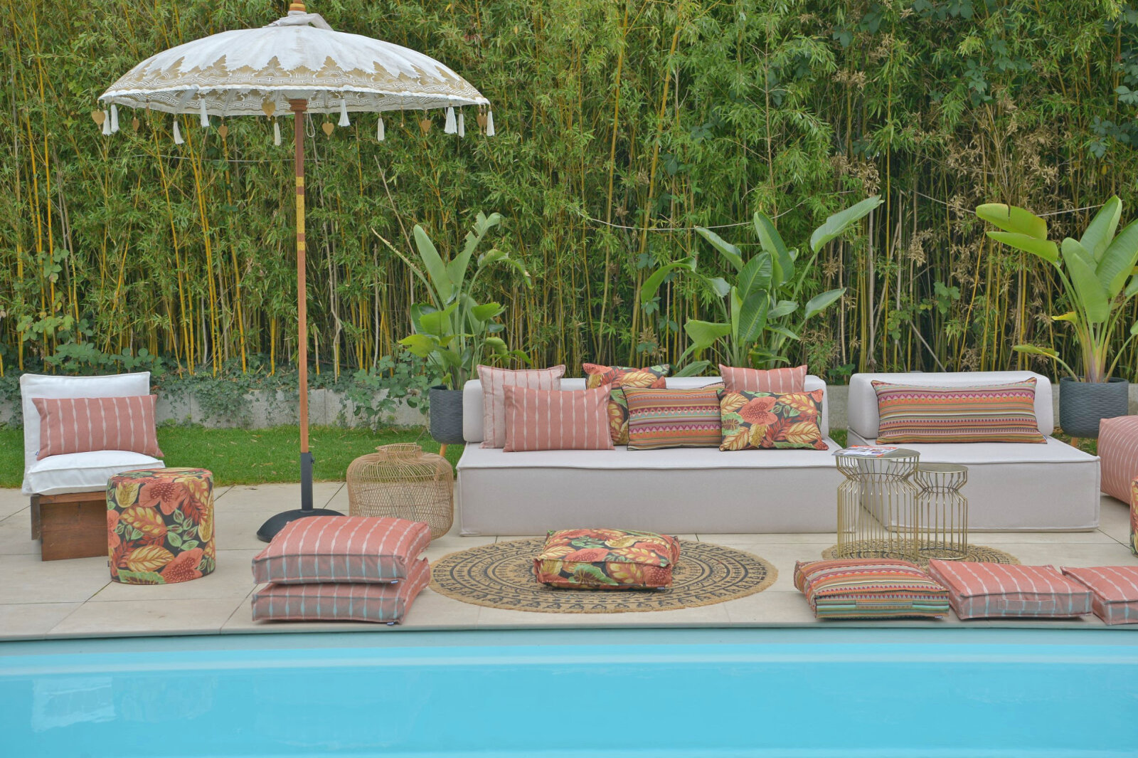 H.O.C.K. Loana Outdoor Matratzenkissen 50x50x10cm col. 98 rost terra bordeaux sunny