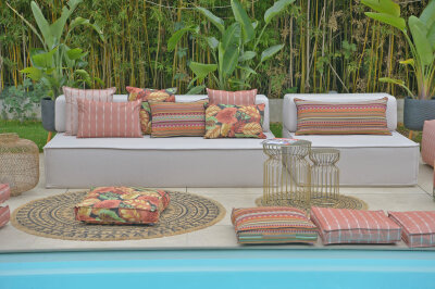 H.O.C.K. Loana Outdoor Matratzenkissen 50x50x10cm col. 98 rost terra bordeaux sunny