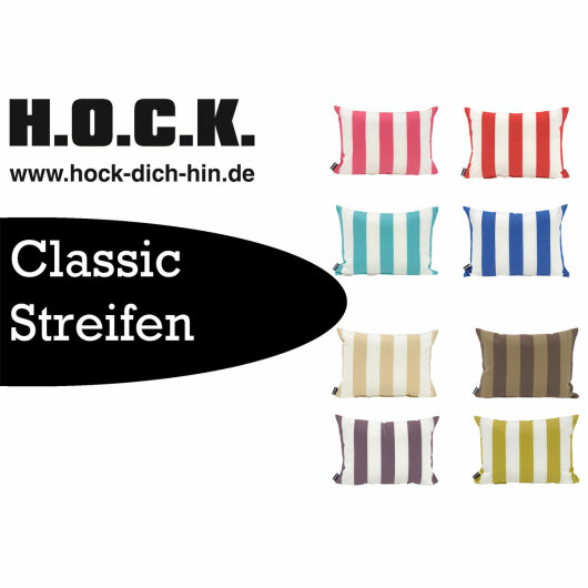H.O.C.K. Classic Streifen Outdoor Kissen 40x30cm in verschiedenen Farben