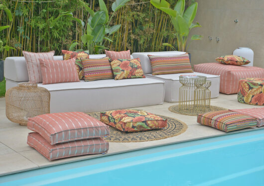 H.O.C.K. Loana Outdoor Bodenkissen BODO 60x60x10cm col. 98 rost terra bordeaux sunny