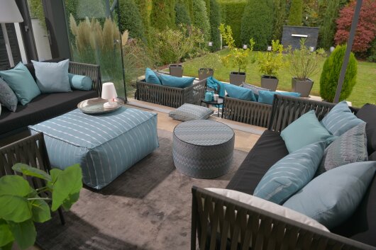 H.O.C.K. Loana Outdoor Kissen 60x40cm col. 100 aqua türkis petrol sunny