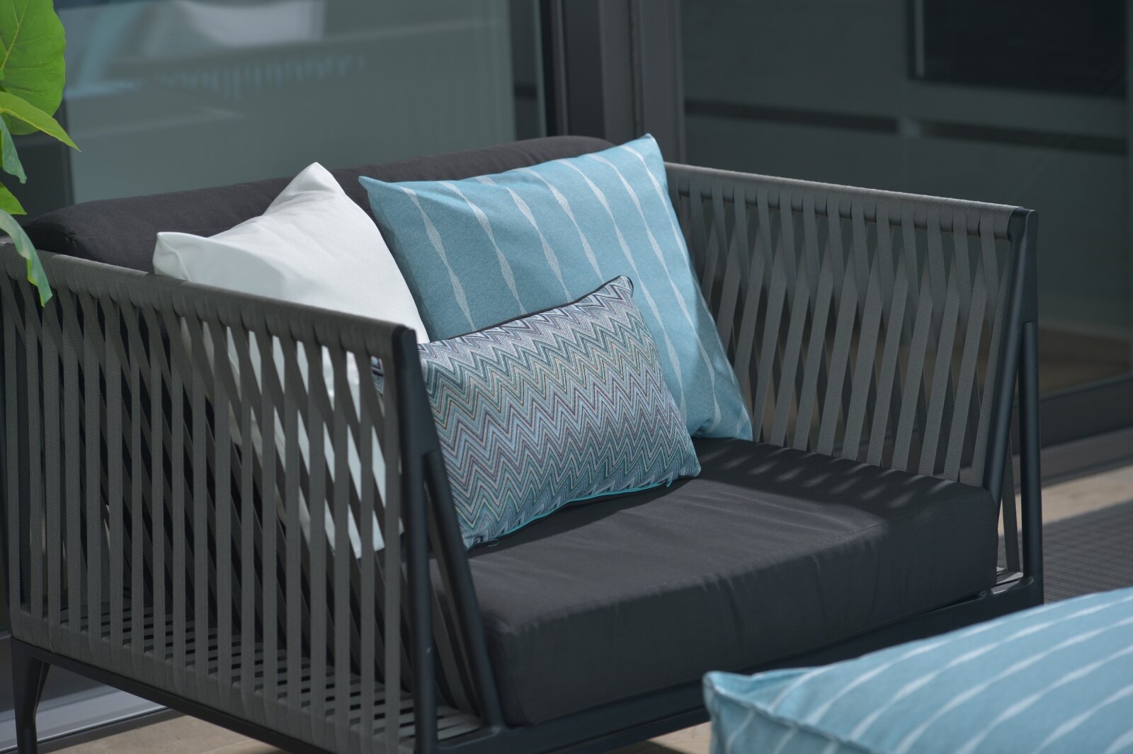 H.O.C.K. Loana Outdoor Kissen 50x50cm col. 100 aqua türkis petrol sunny