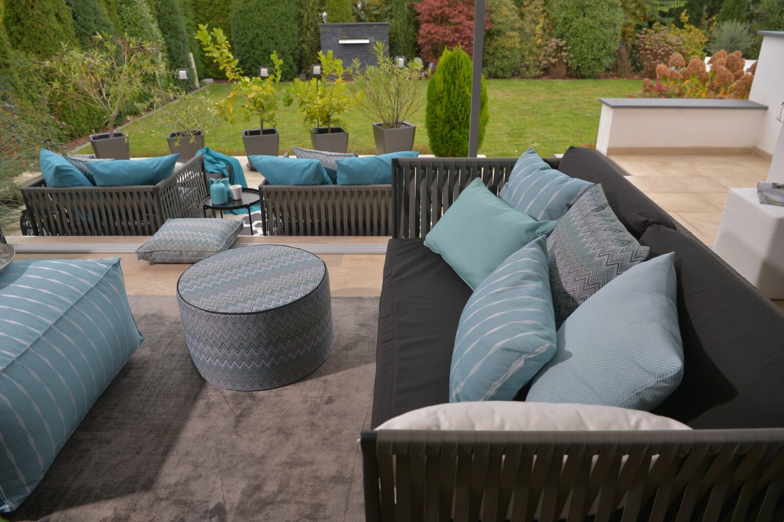 H.O.C.K. Loana Outdoor Kissen 50x50cm col. 100 aqua türkis petrol sunny