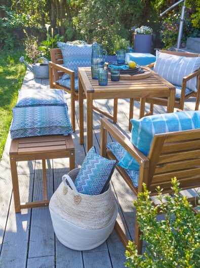 H.O.C.K. Loana Outdoor Kissen 50x50cm col. 100 aqua türkis petrol sunny