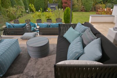 H.O.C.K. Loana Outdoor Kissen 50x50cm col. 100 aqua türkis petrol sunny