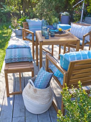 H.O.C.K. Loana Outdoor Kissen 50x50cm col. 100 aqua türkis petrol sunny