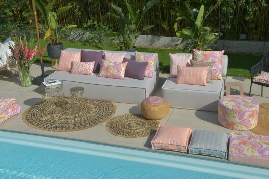 H.O.C.K. Loana Outdoor Wendekissen 50x50cm mit Biese col. 96 coral lachs sunny