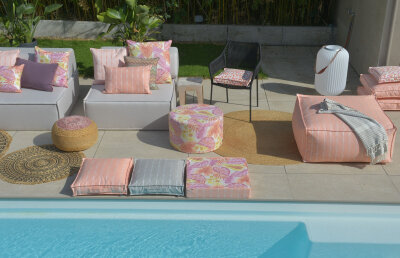 H.O.C.K. Loana Outdoor Wendekissen 50x50cm mit Biese col. 96 coral lachs sunny
