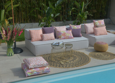 H.O.C.K. Loana Outdoor Wendekissen 50x50cm mit Biese col. 96 coral lachs sunny
