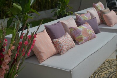 H.O.C.K. Loana Outdoor Wendekissen 50x50cm mit Biese col. 96 coral lachs sunny
